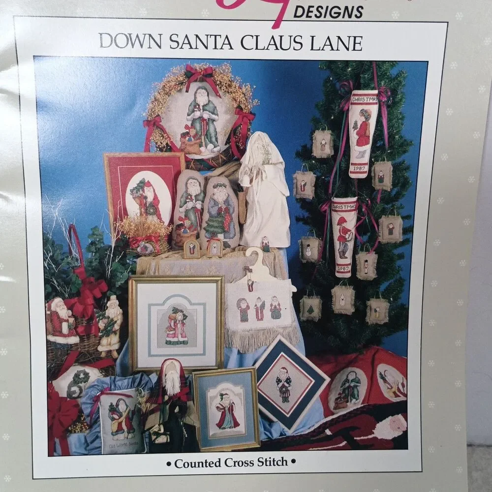 Vintage Alma Lynne Down Santa Claus Lane Cross Stitch Pattern Book Christmas1989
